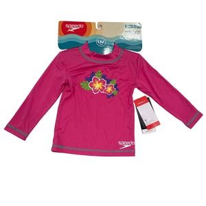 NWT Speedo UV Long Sleeve Swim Tee Raspberry Rose sz S